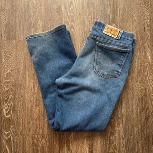 Vintage Levi’s Men’s 977 90s Brown Tab Jeans 36x30 Dark Wash Distressed Straight